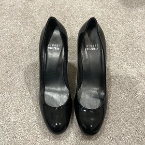 Stuart Weitzman Black Patent Round Toe Heels